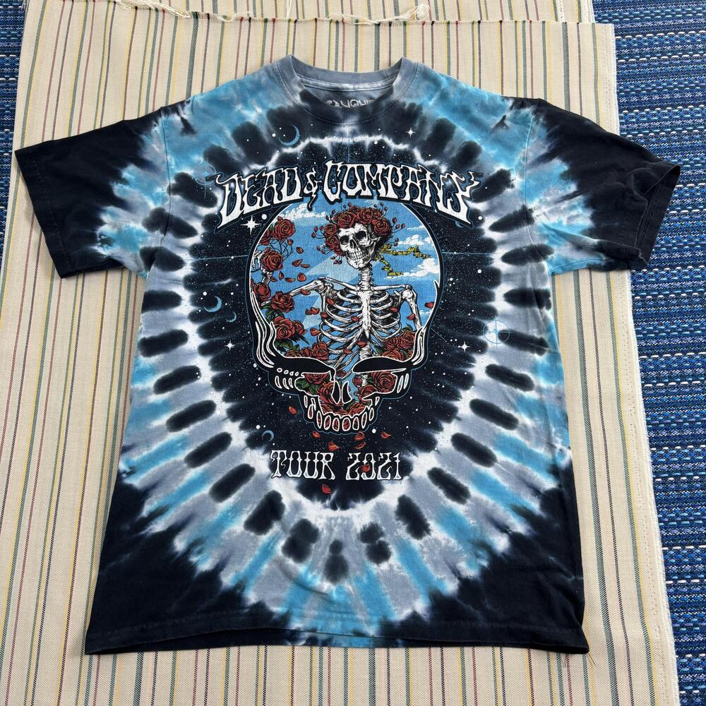 Dead & Company Tour 2021 Shirt Mens Medium Blue Liquid Blue Tie Dye Graphic Tee